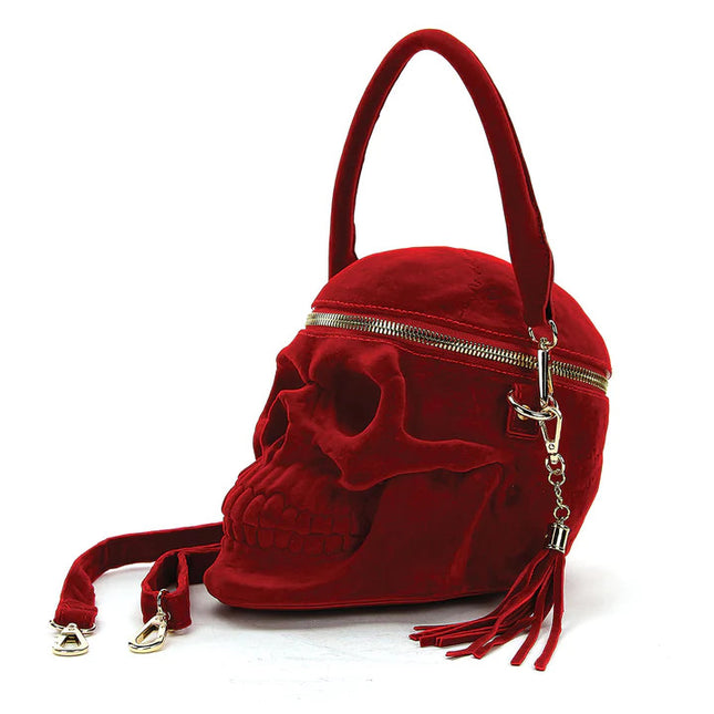 SKULL BAG RED VELVET- Left Side View
