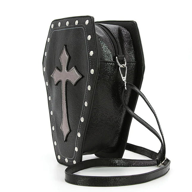 METALLIC CROSS COFFIN BAG- Side View