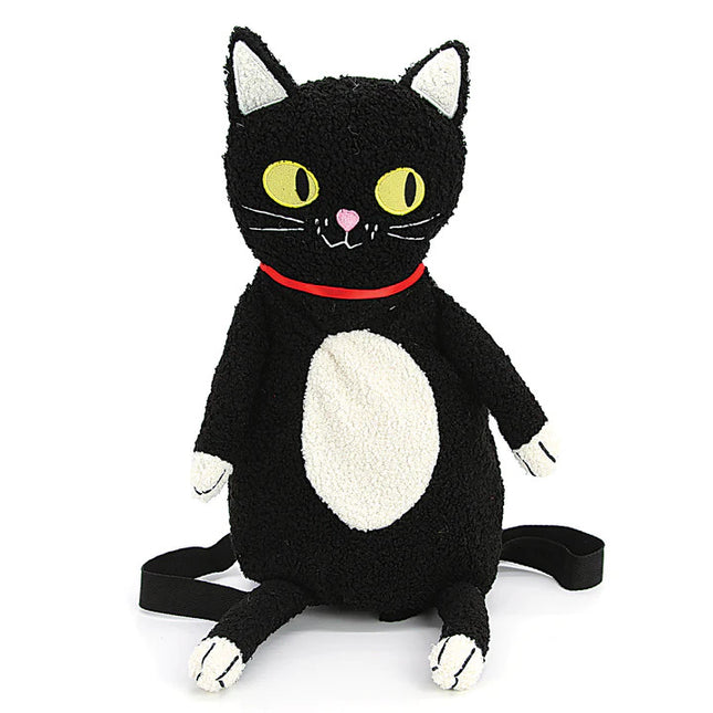 FURRY BLACK CAT BACKPACK- Front View