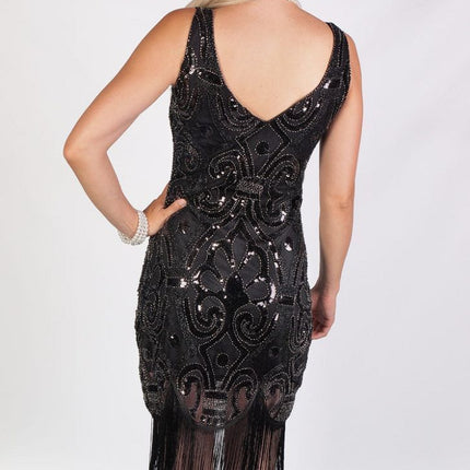 Flapper Beaded Dress Blk