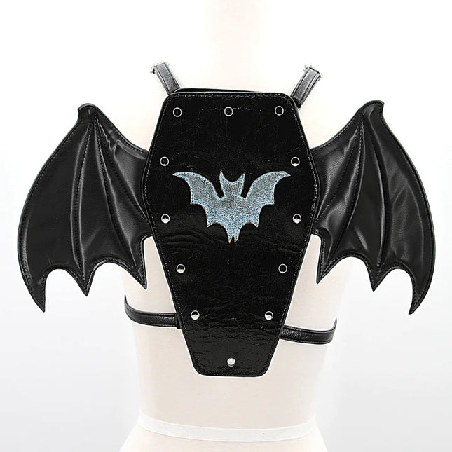 BAT COFFIN CONVERTIBLE BACKPACK- On Mannequin Backpack View