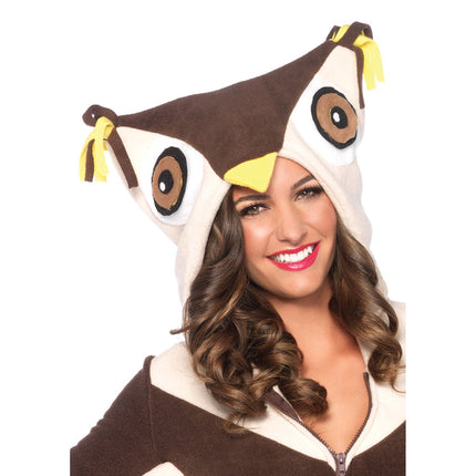 Cozy Owl Dress Costume- hood, up close