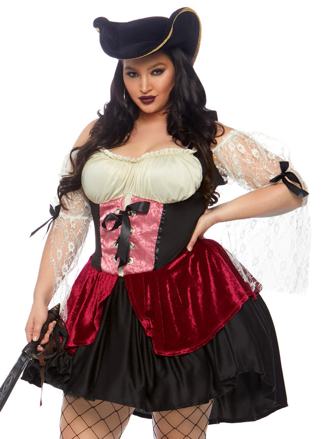 Plus Wicked Waters Wench Costume- front view, close up