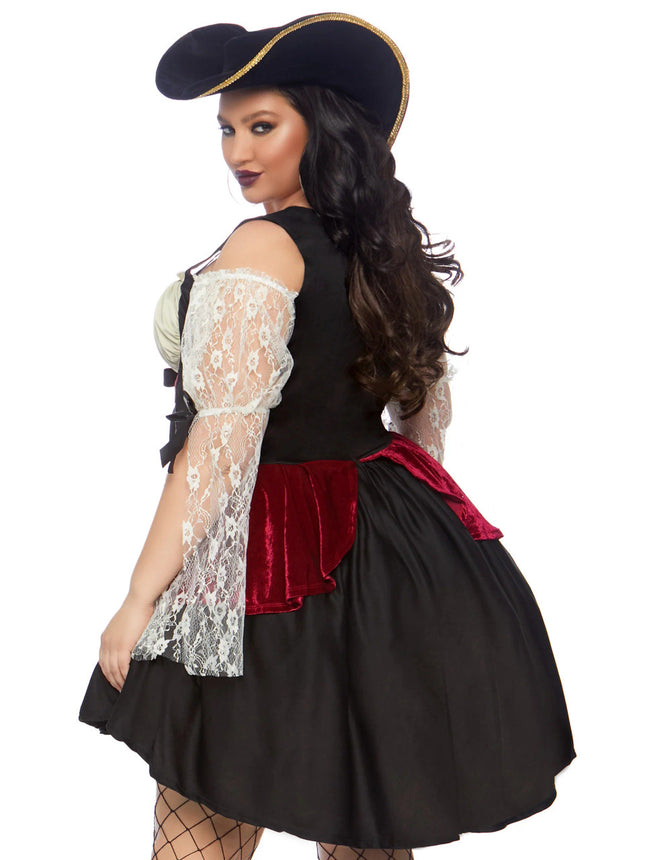Plus Wicked Waters Wench Costume- back view, close up
