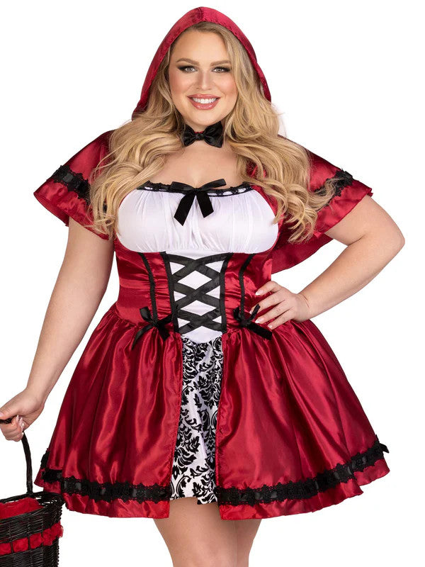 Plus Gothic Red Riding Hood Costume- front view
