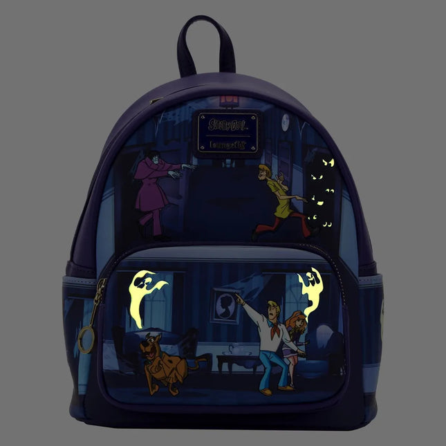 Scooby Doo Monster Chase Glow In The Dark Mini Backpack- glowing front view