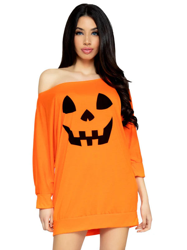 Pumpkin Jersey Dress- front view