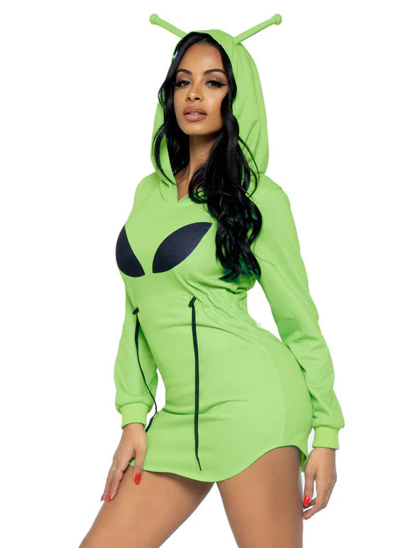 Alien Hoodie Fleece Dress- side view