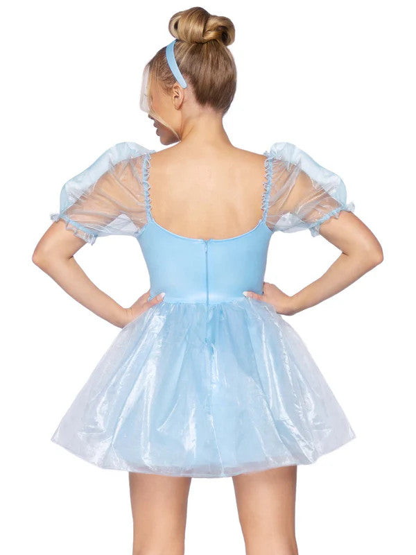 Frosted Babydoll Dress- blue, back view