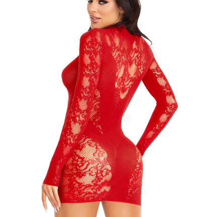 Red Lace Keyhole Mini Dress