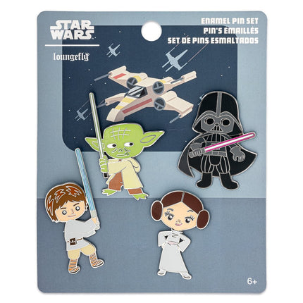 Star Wars Chibi 4 Piece Pin Set- on packaging