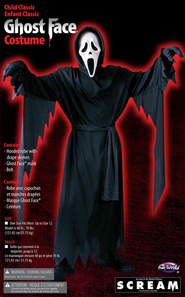 Scream Ghost Face Costume for Kids Package Insert