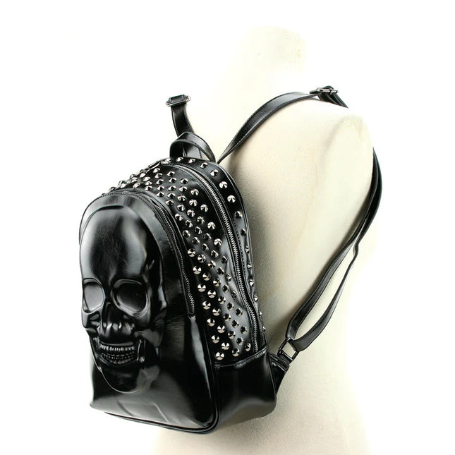 SKULL EMBOSSED BACKPACK- On Mannequin Side View