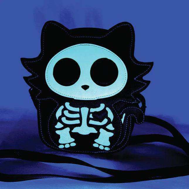GLOW SUGAR SKULL CAT CROSSBODY BAG- Glow View