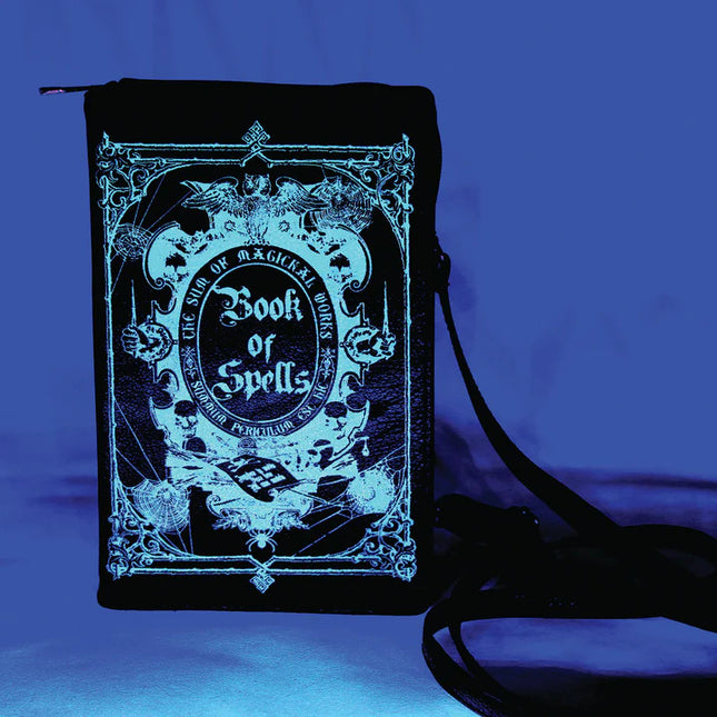 GLOW IN THE DARK BOOK OF SPELLS CROSSBODY BAG- Glow Front View