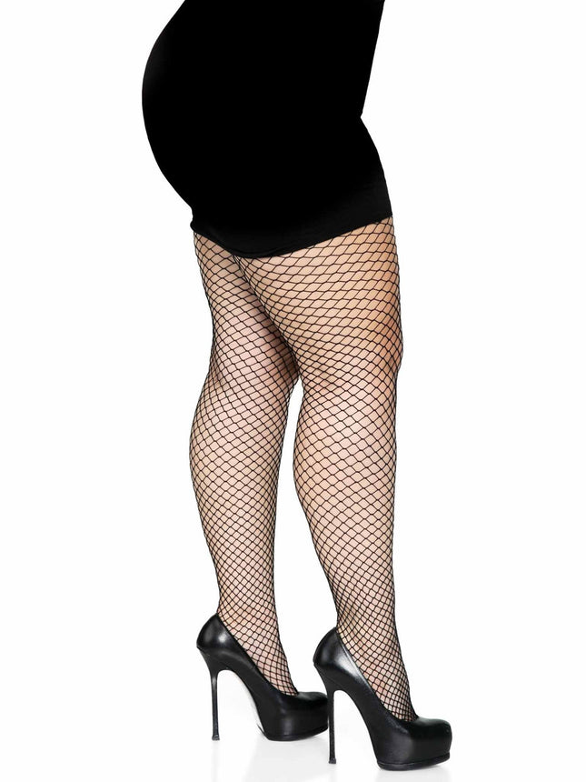 Plus Gaia Spandex Net Industrial Tights- black, side view