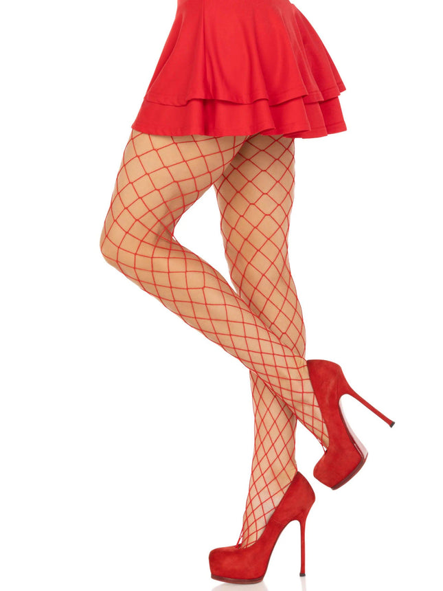 Xena Spandex Diamond Tights- red, side view