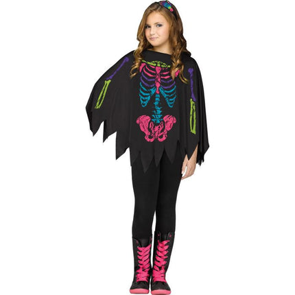 Child Skeleton Ponchos- colorful