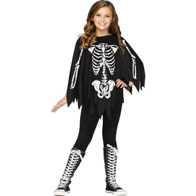 Child Skeleton Ponchos- black and white