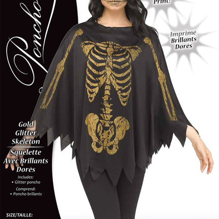 Glitter Skeleton Ponchos- gold packaging