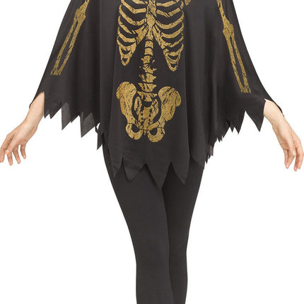 Glitter Skeleton Ponchos- gold front view