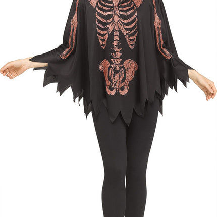 Glitter Skeleton Ponchos- rose gold front view
