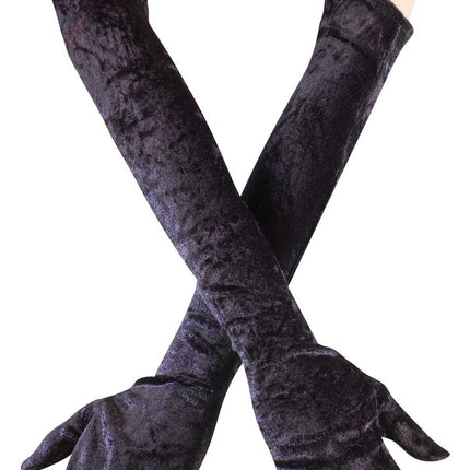 Long Velvet Gloves- black