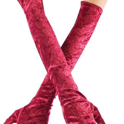 Long Velvet Gloves- burgundy