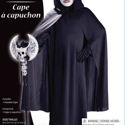 Black Hooded Child Cape- packaging