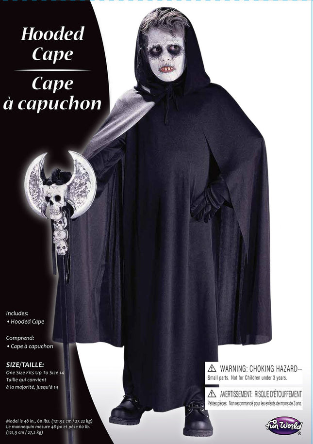 Black Hooded Child Cape- packaging