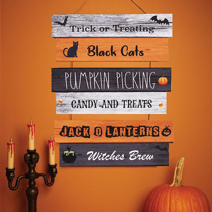 Halloween Greeting Signs- friendly, on wall