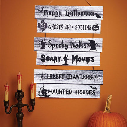Halloween Greeting Signs- spooky, on wall