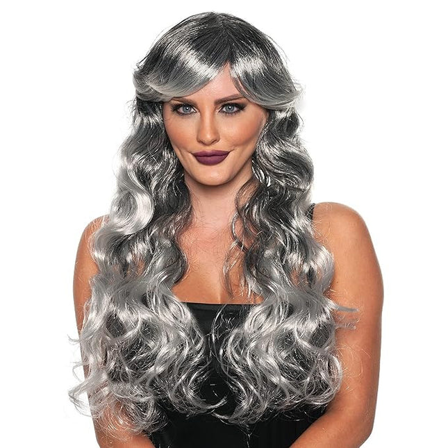Long Curly Wigs- silver/black