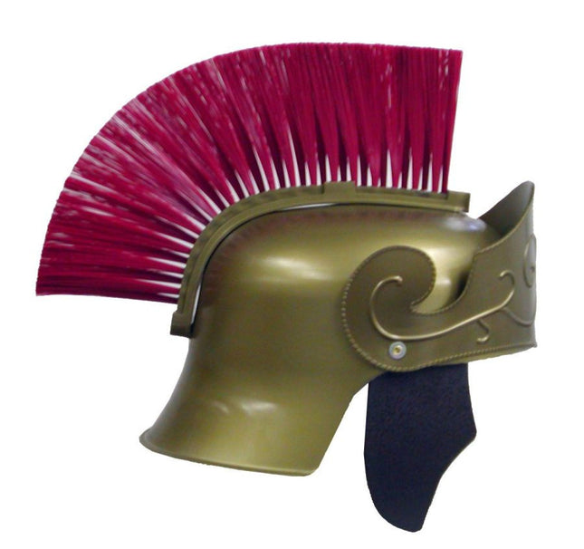 Plastic Roman helmet with red brush