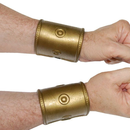 Flexible gold-colored plastic cuffs with elastic for a comfortable adjustable fit