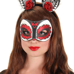 Sugar Skull Glitter Cat Mask