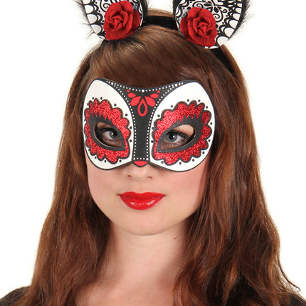 Sugar Skull Glitter Cat Mask
