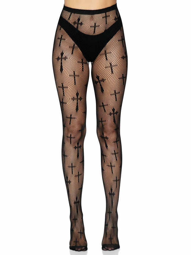 Worship Me Net Tights- front view, no shoes