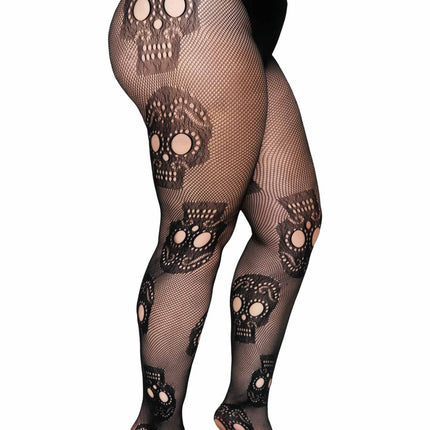 Sugar Skull Net Tights- plus, side view 2