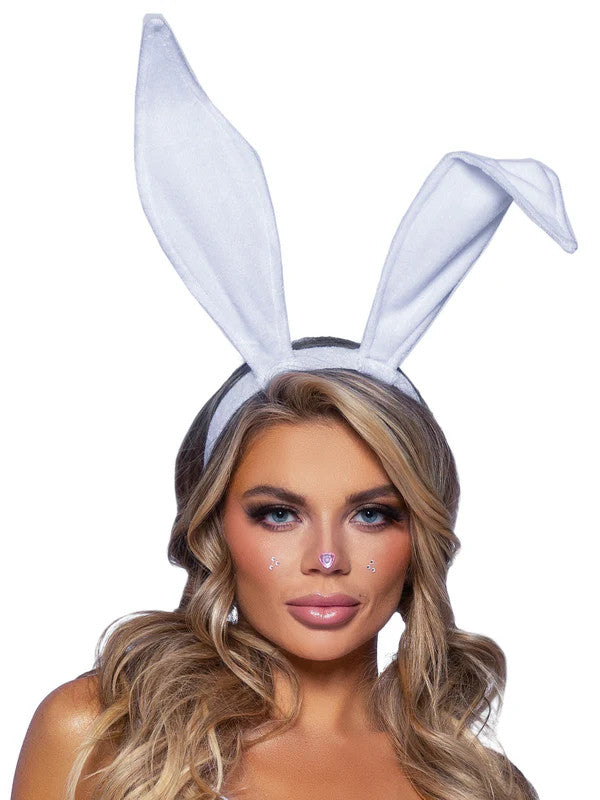 Bendable Velvet Bunny Rabbit Ear Headbands- white
