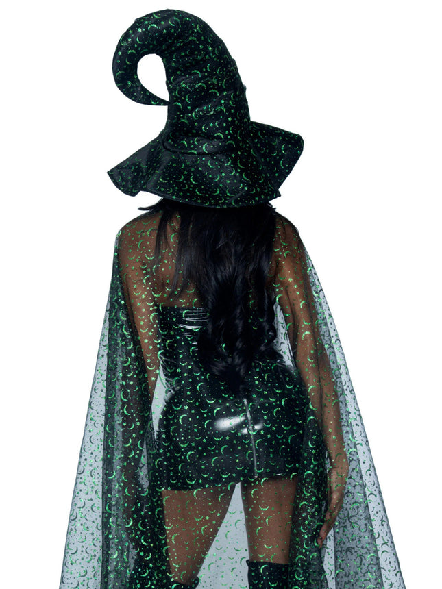 Glitter Moon Cape and Witch Hat Set- back view