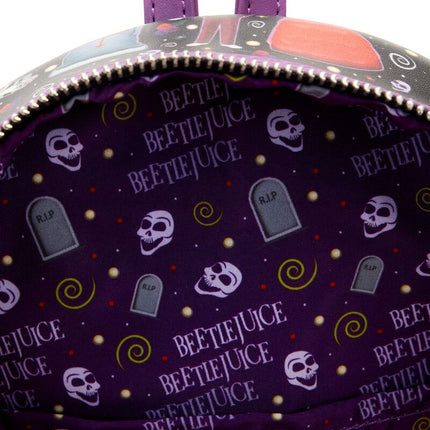Beetlejuice Icons Mini Backpack- inside lining print