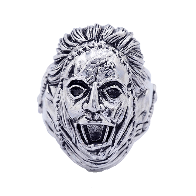 Texas Chainsaw Massacre Leatherface Silver-Plated Brass Ring front