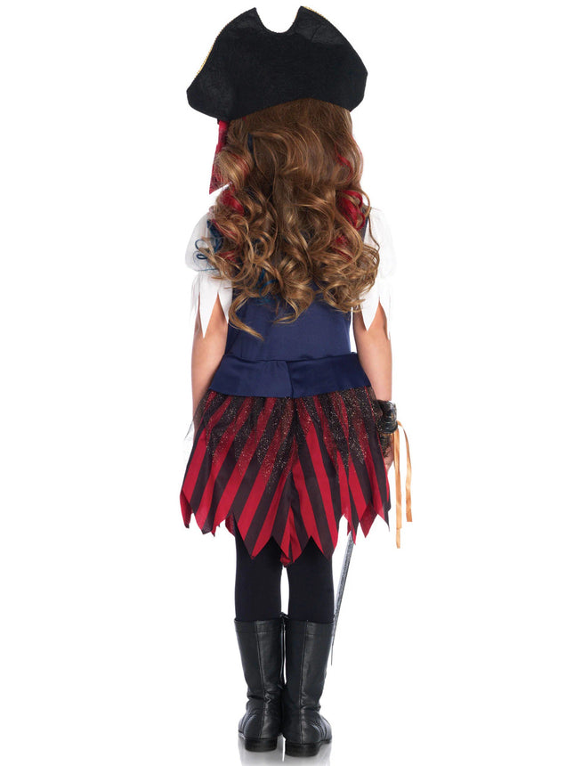 Girl's Caribbean Pirate Costume- back view, full body