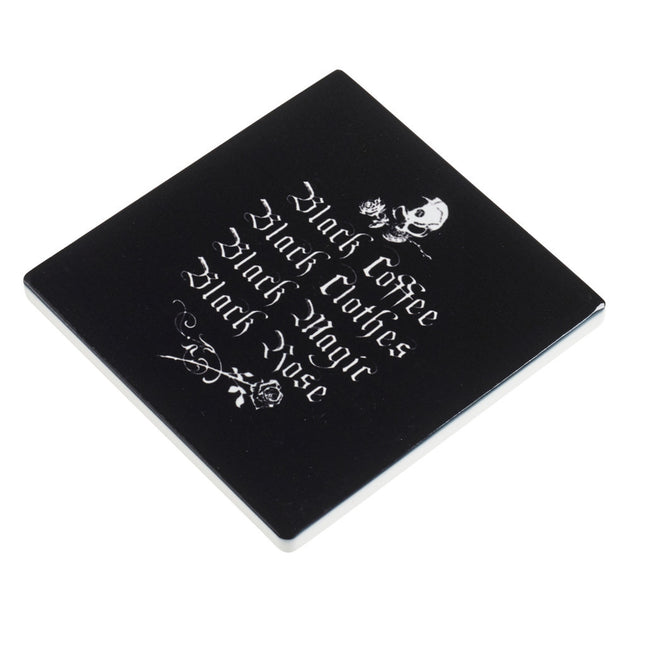 Black Coffee Black Clothes... Coaster- flat view