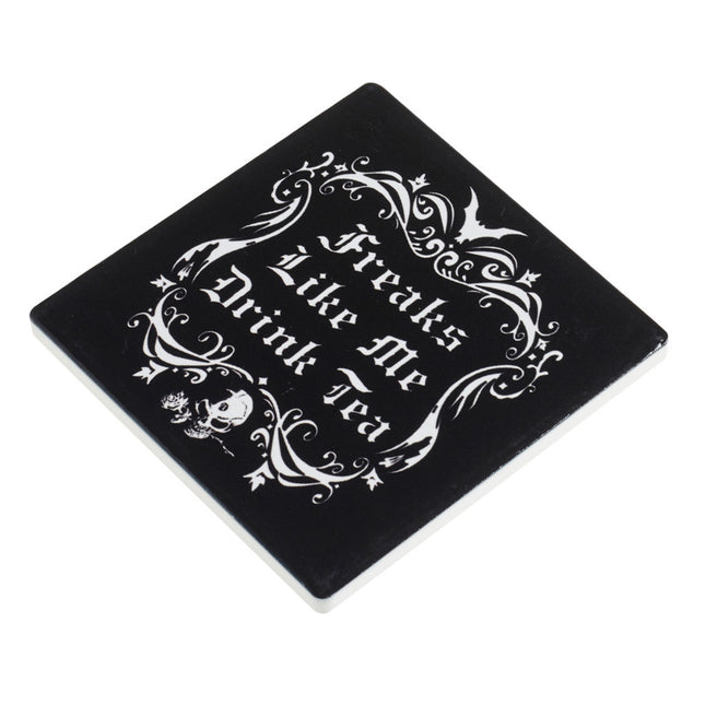 Freaks Like Me Drink Tea Coaster- flat view