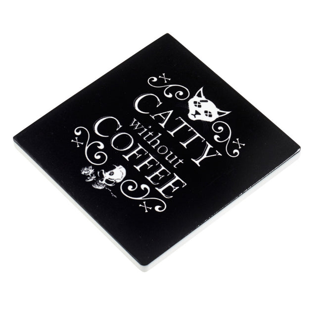 Catty Without Coffee Coaster- flat view