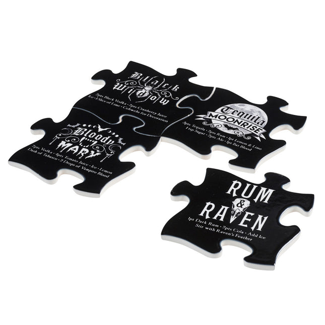 Spooky Cocktail Coaster  Set- flat view