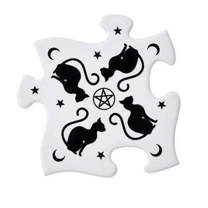 Black Cats Coaster Set- single coaster
