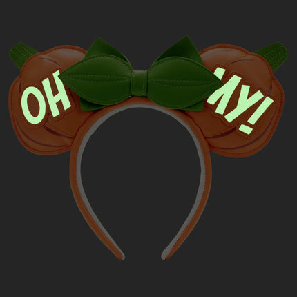 Minnie Mouse Pumpkin Oh My Ears Glow In The Dark Headband- glowing front view